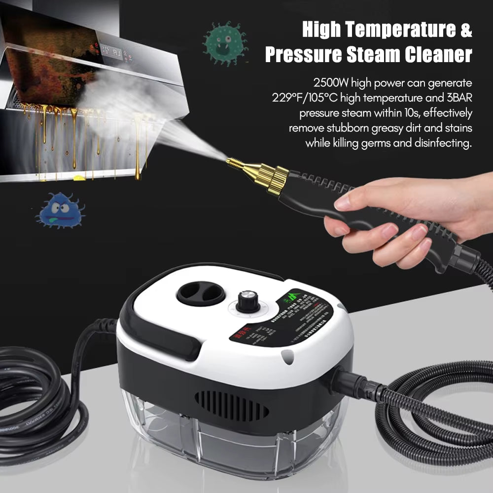 High-Power 1500W Handheld Steam Cleaner with 6 Adjustable Speeds for Kitchen and Refrigerator Cleaning